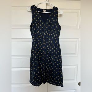 Navy blue sunflower dress from J Crew.